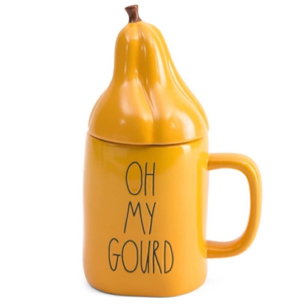 Rae Dunn Oh My Gourd Ceramic Mug w Lid Limited Artisan Ed Thanksgiving Holiday